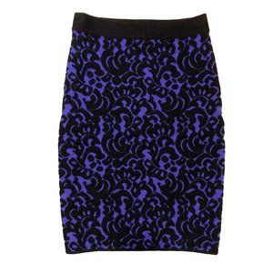 Milly Purple Black Knit Pencil Skirt, Size P (0-2) XS